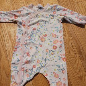 Petit Bateau floral footie 0-3m